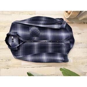 BDG Women's Medium Blue Plaid Button Down Flannel Shirt Cotton